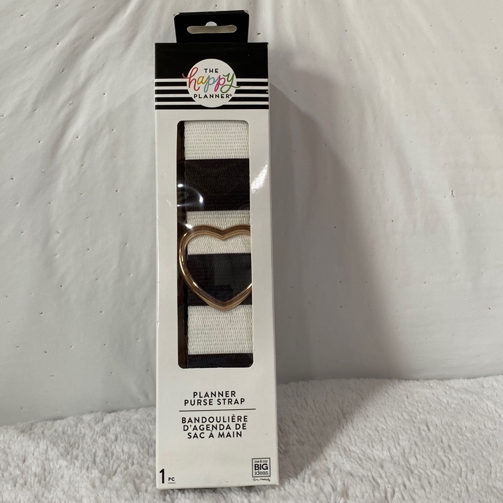 The Happy Planner Happy Disc Planner Purse Strap. Black and white stripe